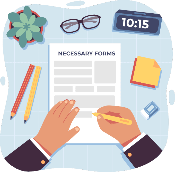 Illustration of paperwork